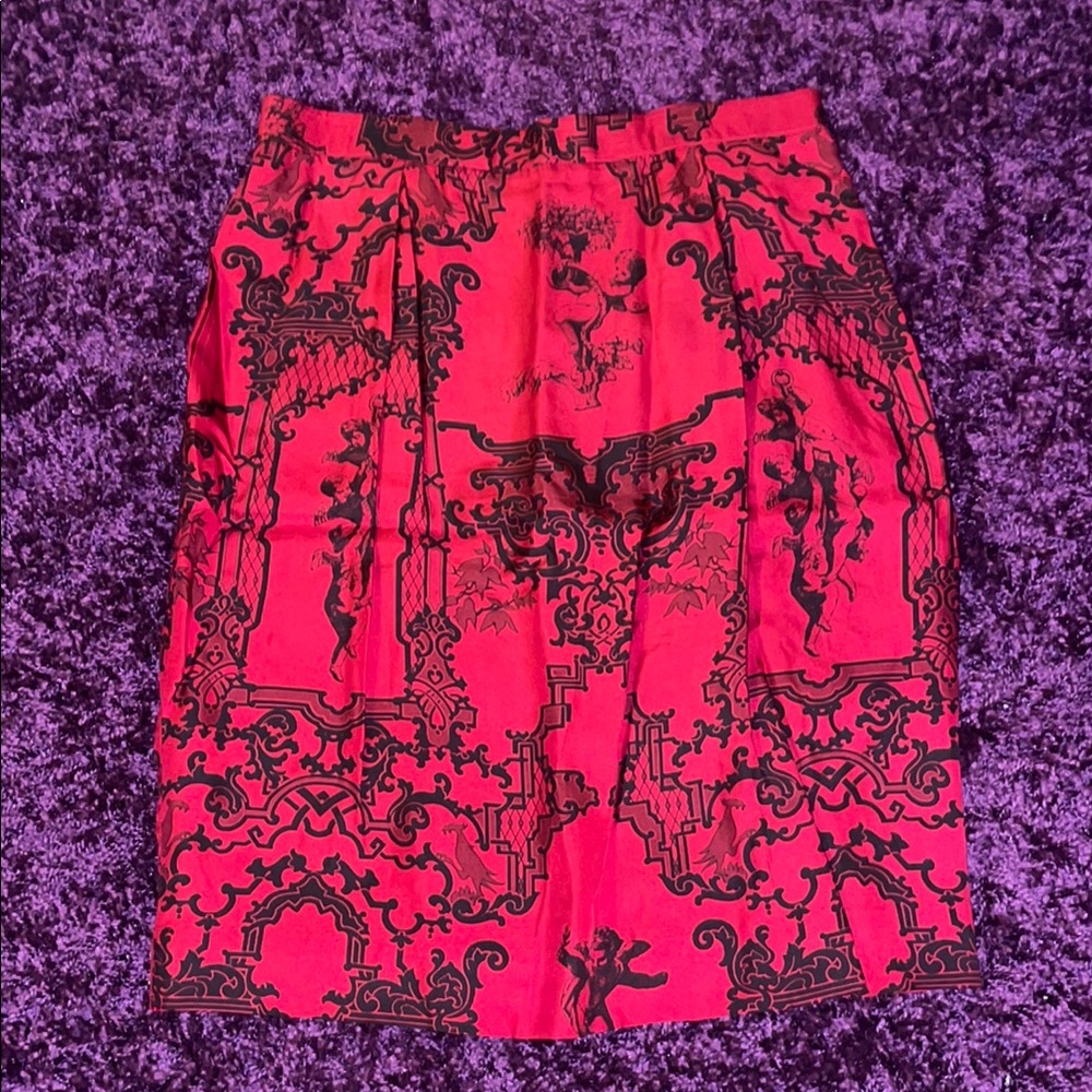 Evan Picone Vintage Red Midi Pencil Skirt Pleated Cocktail